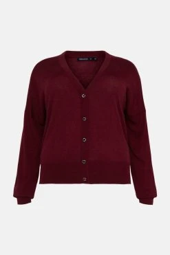 Karen Millen Plus Size Cashmere Blend V Neck Cardigan 8 Karen Millen Plus Size Cashmere Blend V Neck Cardigan -Karen Millen shop cabernet plus size cashmere blend v neck cardigan 2