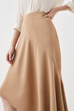 Karen Millen Asymmetric Hem Detail Skirt -Karen Millen shop camel asymmetric hem detail skirt 1 2