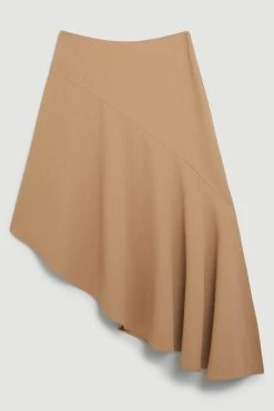 Karen Millen Asymmetric Hem Detail Skirt -Karen Millen shop camel asymmetric hem detail skirt 1 3