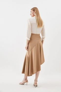 Karen Millen Asymmetric Hem Detail Skirt -Karen Millen shop camel asymmetric hem detail skirt 1 4