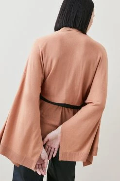 Karen Millen Belted Cashmere Blend Drape Sleeve Jumper 8 Karen Millen Belted Cashmere Blend Drape Sleeve Jumper -Karen Millen shop camel belted cashmere blend drape sleeve jumper 1 1