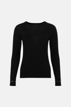 Karen Millen Cashmere Blend Crew Neck Trim Jumper