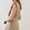 Karen Millen Check Sleeveless Tailored Jacket -Karen Millen shop camel check sleeveless tailored jacket