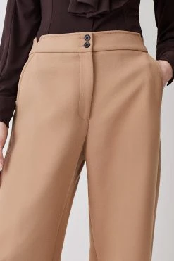 Karen Millen Compact Stretch Low Waist Trouser -Karen Millen shop camel compact stretch low waist trouser 1 2