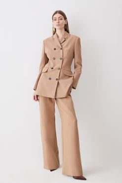 Karen Millen Compact Stretch Low Waist Trouser -Karen Millen shop camel compact stretch low waist trouser 1 4