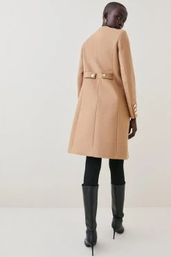 Karen Millen Italian Virgin Wool Button Up Midi Coat