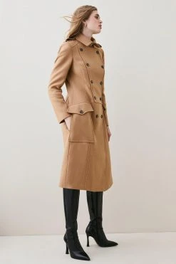 Karen Millen Italian Virgin Wool Military Coat -Karen Millen shop camel italian virgin wool military coat 1 2