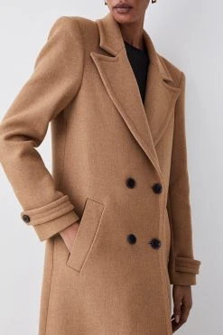 Karen Millen Italian Wool Double Breasted Maxi Coat