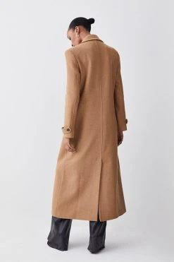 Karen Millen Italian Wool Double Breasted Maxi Coat -Karen Millen shop camel italian wool double breasted maxi coat 1 4