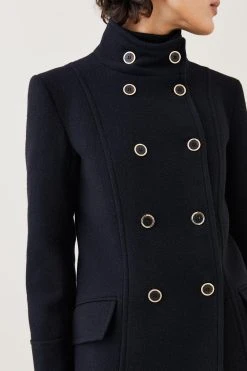 Karen Millen Italian Wool Mix Double Breasted Short Formal Coat -Karen Millen shop camel italian wool mix double breasted short formal coat 2