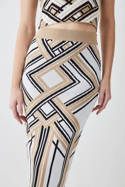 Karen Millen Jacquard Knit Midi Skirt -Karen Millen shop camel jacquard knit midi skirt 1