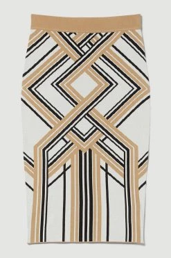 Karen Millen Jacquard Knit Midi Skirt -Karen Millen shop camel jacquard knit midi skirt 2