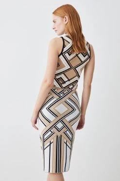 Karen Millen Jacquard Knit Midi Skirt -Karen Millen shop camel jacquard knit midi skirt 3