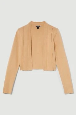 Karen Millen Milano Knit Edge To Edge Cardigan -Karen Millen shop camel milano knit edge to edge cardigan 4
