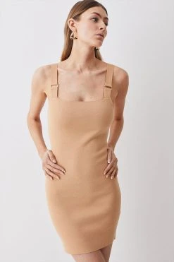 Karen Millen Milano Knit Gold Hardware Mini Dress