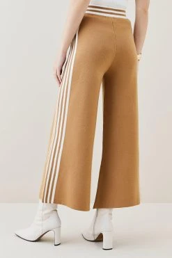 Karen Millen Milano Knit Wide Leg Cropped Trousers -Karen Millen shop camel milano knit wide leg cropped trousers 2