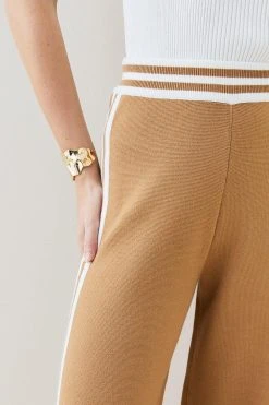 Karen Millen Milano Knit Wide Leg Cropped Trousers -Karen Millen shop camel milano knit wide leg cropped trousers 4