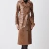 Karen Millen Patent Leather Trench Coat -Karen Millen shop camel patent leather trench coat