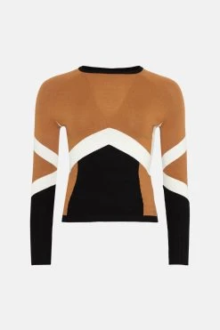 Karen Millen Sporty Colour Block Knit Top 7 Karen Millen Sporty Colour Block Knit Top -Karen Millen shop camel sporty colour block knit top 1