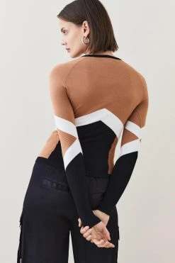 Karen Millen Sporty Colour Block Knit Top 8 Karen Millen Sporty Colour Block Knit Top -Karen Millen shop camel sporty colour block knit top 2