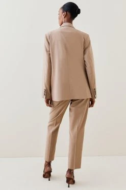 Karen Millen Wool Blend Mid Rise Slim Leg Trouser -Karen Millen shop camel wool blend mid rise slim leg trouser 1