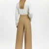 Karen Millen Wool Blend Pleat Detail Wide Leg Trouser -Karen Millen shop camel wool blend pleat detail wide leg trouser