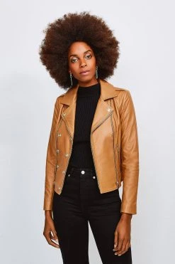 Karen Millen Military Leather Biker