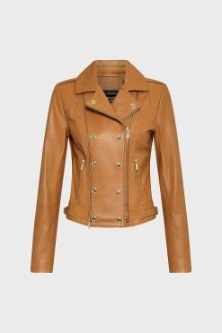 Karen Millen Military Leather Biker -Karen Millen shop cashew military leather biker 3