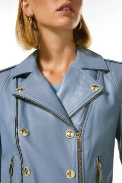 Karen Millen Petite Military Leather Biker 7 Karen Millen Petite Military Leather Biker -Karen Millen shop cashew petite military leather biker 2