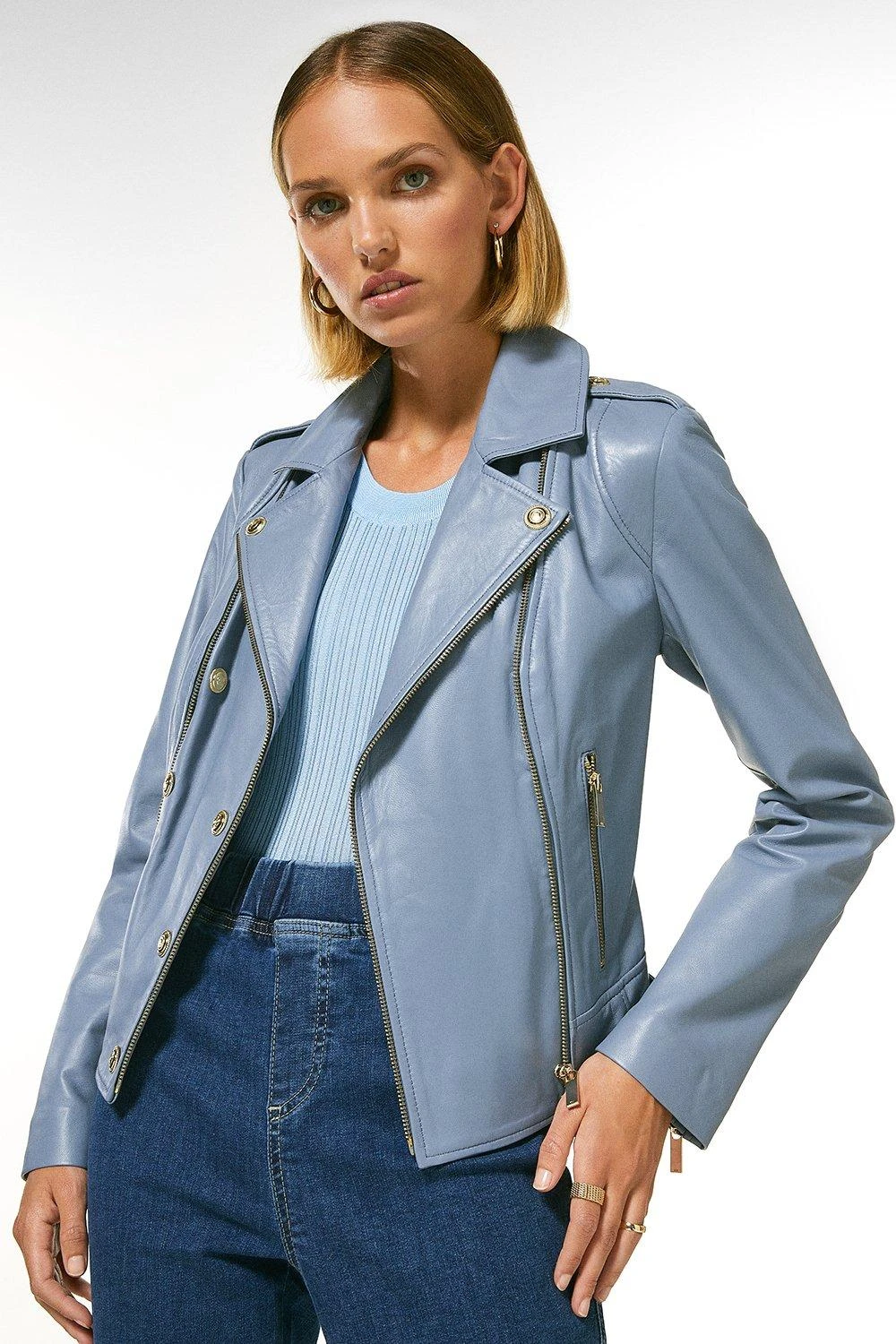 Karen Millen Petite Military Leather Biker 3 Karen Millen Petite Military Leather Biker