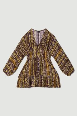 Karen Millen Chain Printed Woven Mini Tea Dress -Karen Millen shop chain printed woven mini tea dress 3