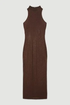 Karen Millen All Over Hotfix Jersey Racer Midaxi -Karen Millen shop chocolate all over hotfix jersey racer midaxi 2