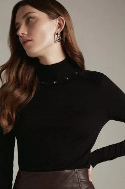 Karen Millen Cashmere Blend Roll Neck Jumper 11 Karen Millen Cashmere Blend Roll Neck Jumper -Karen Millen shop chocolate cashmere blend roll neck jumper 4