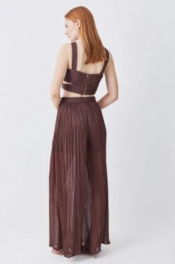 Karen Millen Lydia Millen Crinkle Satin Chiffon Woven Wide Leg Trousers 10 Karen Millen Lydia Millen Crinkle Satin Chiffon Woven Wide Leg Trousers -Karen Millen shop chocolate lydia millen crinkle satin chiffon woven wide leg trousers 2