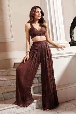 Karen Millen Lydia Millen Crinkle Satin Chiffon Woven Wide Leg Trousers 12 Karen Millen Lydia Millen Crinkle Satin Chiffon Woven Wide Leg Trousers -Karen Millen shop chocolate lydia millen crinkle satin chiffon woven wide leg trousers 4
