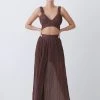 Karen Millen Lydia Millen Petite Crinkle Satin Chiffon Woven Crop Top 2 Karen Millen Lydia Millen Petite Crinkle Satin Chiffon Woven Crop Top -Karen Millen shop chocolate lydia millen petite crinkle satin chiffon woven crop top