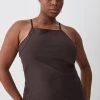 Karen Millen Plus Size Hot Fix Open Back Jersey Maxi Dress -Karen Millen shop chocolate plus size hot fix open back jersey maxi dress