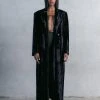 Karen Millen Signature Ponyskin Oversized Maxi Coat -Karen Millen shop chocolate signature ponyskin oversized maxi coat