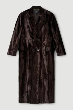 Karen Millen Signature Ponyskin Oversized Maxi Coat 9 Karen Millen Signature Ponyskin Oversized Maxi Coat -Karen Millen shop chocolate signature ponyskin oversized maxi coat 1 3