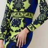 Karen Millen All Over Baroque Jacquard Knit Mini Dress -Karen Millen shop cobalt all over baroque jacquard knit mini dress