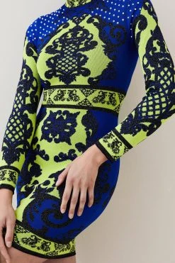 Karen Millen All Over Baroque Jacquard Knit Mini Dress