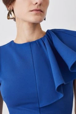 Karen Millen Asymmetric Waterfall Jersey Top -Karen Millen shop cobalt asymmetric waterfall jersey top 3