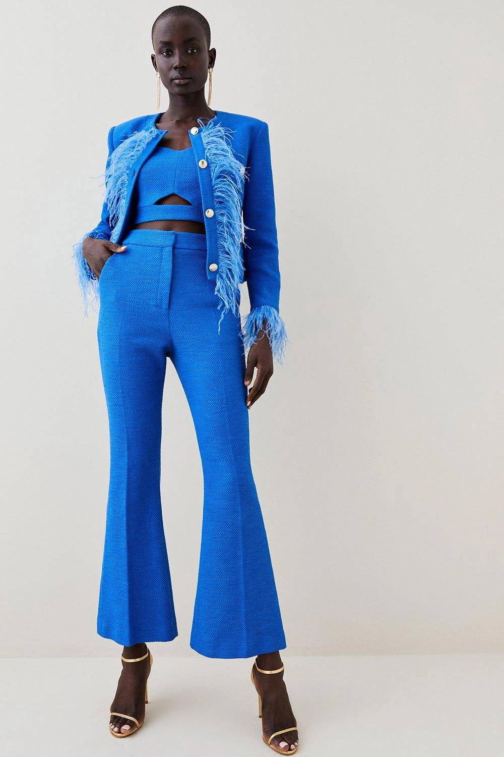 Karen Millen Boucle Feather Collarless Jacket 3 Karen Millen Boucle Feather Collarless Jacket