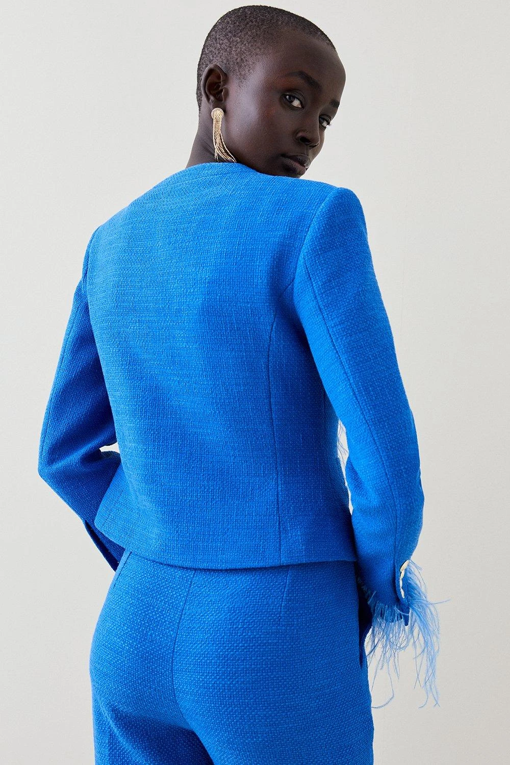 Karen Millen Boucle Feather Collarless Jacket 6 Karen Millen Boucle Feather Collarless Jacket - Image 4