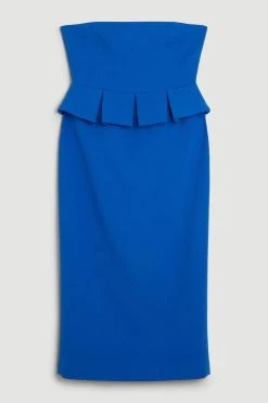 Karen Millen Compact Stretch Peplum Midi Dress -Karen Millen shop cobalt compact stretch peplum midi dress 3