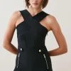 Karen Millen Cross Halter Bandage Knit Jumpsuit