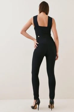 Karen Millen Cross Halter Bandage Knit Jumpsuit -Karen Millen shop cobalt cross halter bandage knit jumpsuit 2