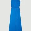 Karen Millen Halter Neck Wide Leg Jersey Jumpsuit -Karen Millen shop cobalt halter neck wide leg jersey jumpsuit