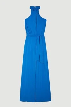 Karen Millen Halter Neck Wide Leg Jersey Jumpsuit