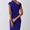 Karen Millen Italian Structured Jersey Pencil Midi Dress -Karen Millen shop cobalt italian structured jersey pencil midi dress